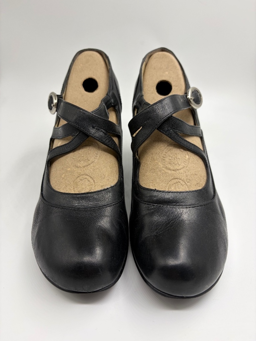 John Fluevog Pearl Hart Black Leather Mary Jane Heels Size 8.5